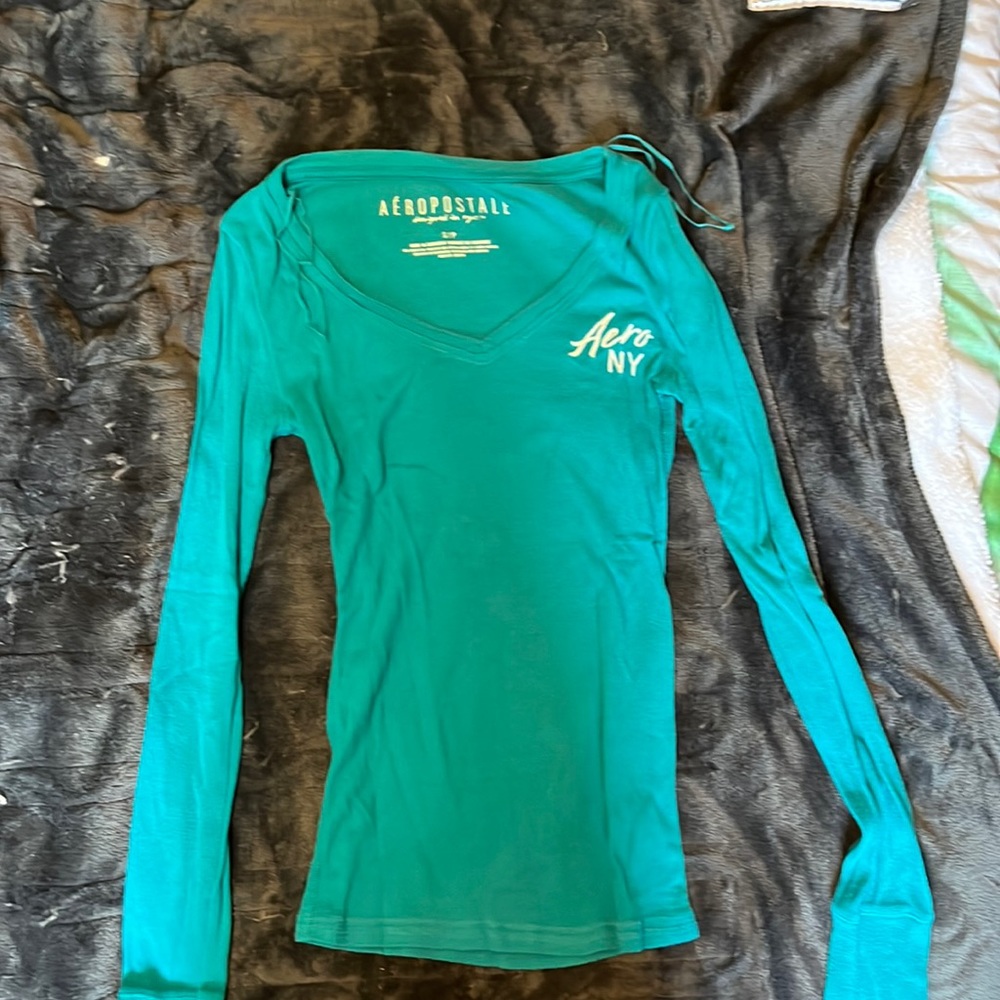 Blue long sleeve shirt v neck